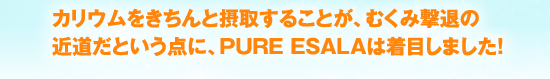 カリウムをきちんと摂取することが、むくみ撃退の近道だという点に、PURE ESALA は着目しました！